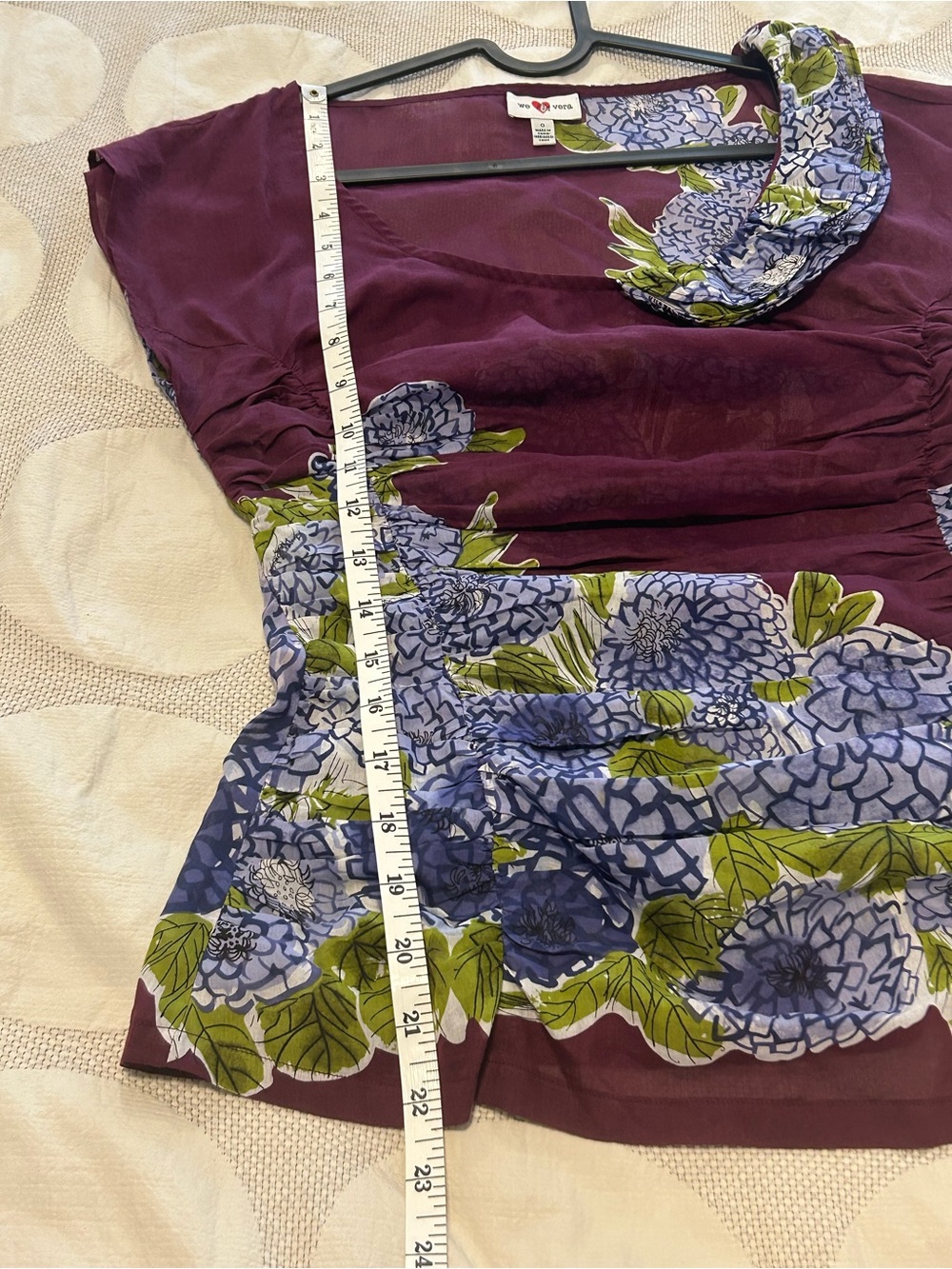 We Love Vera for Anthropologie NWOT Floral Peplum Blouse Plum Purple Size 0 - Picture 8 of 9